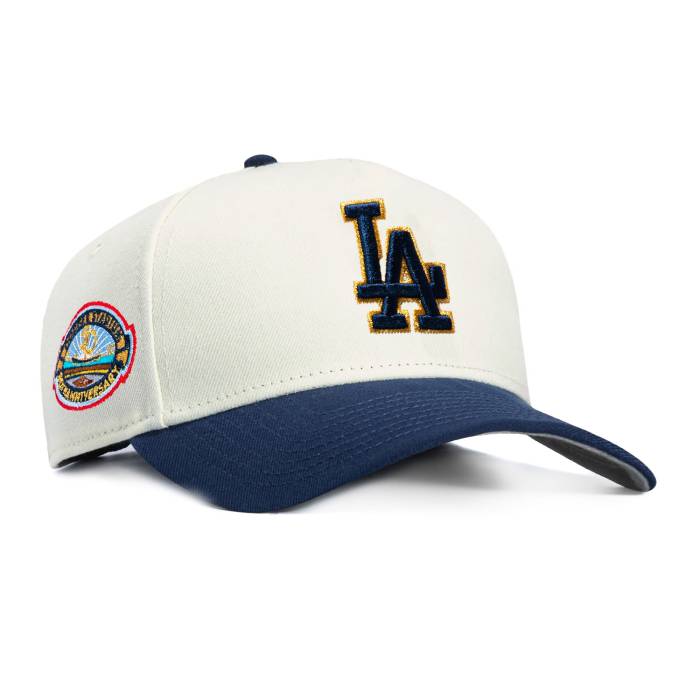 ニューエラ New Era 【 9Forty A-Frame Los Angeles Dodgers 50Th Anniversary Stadium Patch Snapback Hat Men White / Navy / Metallic Gold 】 ドジャース スタジアム Snapback スナップバック バッグ メンズ 白色 ホワイト 紺色|スニケス