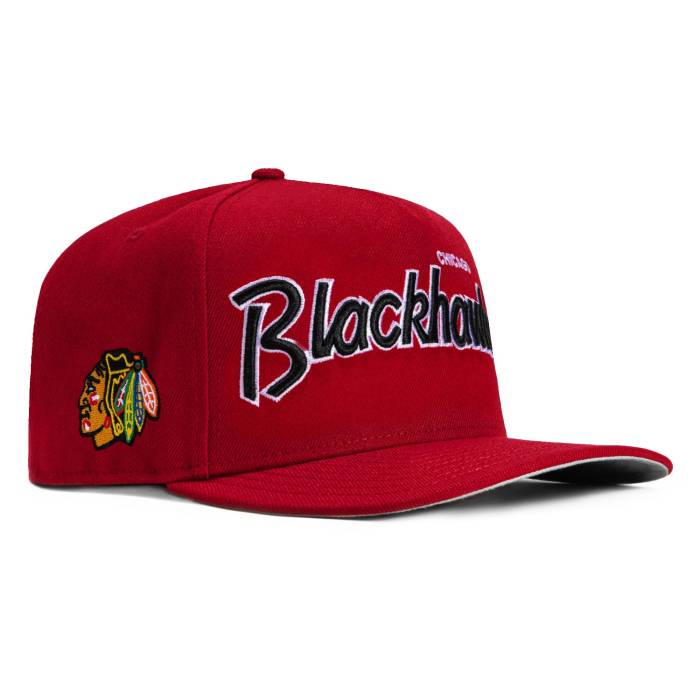 ニューエラ New Era 【 9Fifty A-Frame Chicago Blackhawks Logo Patch Snapback Script Hat Men Red 】 シカゴ ブラックホークス ロゴ Snapback スナップバック バッグ スクリプト メンズ Red 赤・レッド|スニケス