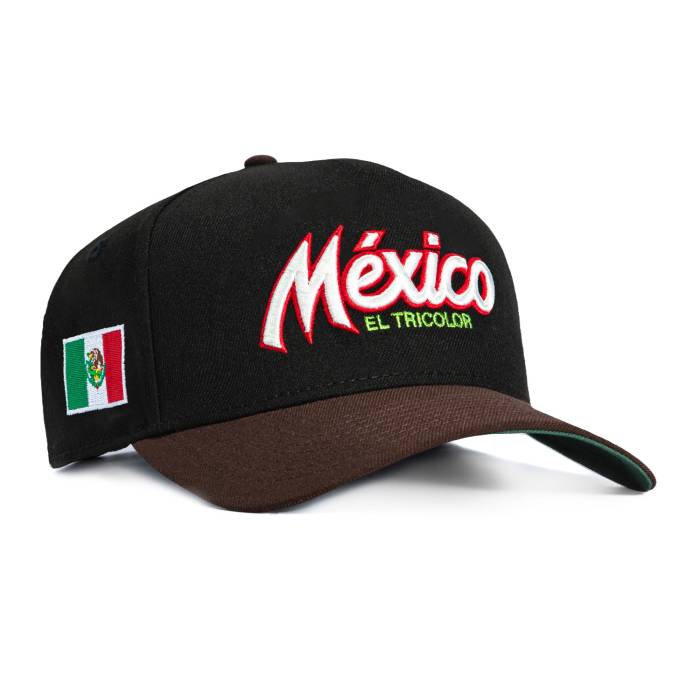 ニュー内鰓 New Era 【 9Forty A-Frame Mexico El Tricolor Mexico Flag Patch Script Snapback Hat Men Black / Brown 】 メキシコ合衆国 脚本 Snapback スナップバック 御徒面子 メンズ 黒いこと 黒いこと 赤銅色 赤銅色