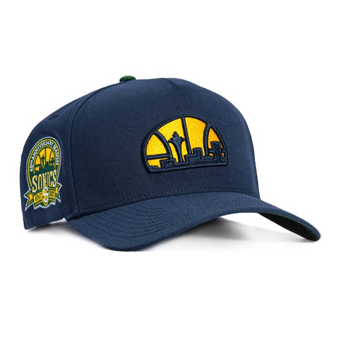 ミッチェルアンドネス Mitchell And Ness 【 Mitchell & Ness Pro Pinch Seattle Sonics 40Th Anniversary Patch Snapback Hat Men Navy 】 プロ シアトル Snapback スナップバック バッグ メンズ 紺色 ネイビー