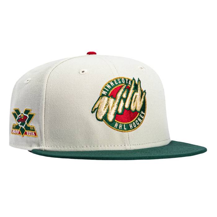 【★百貨店SALE★6/11真夜中2時迄】ニュー内鰓 New Era 【 59Fifty Minnesota Wild 15Th Anniversary Patch Logo Hat Men Stone / Green 】 北極星の州 wild ワイルド ロゴタイプ メンズ green 緑・緑であること