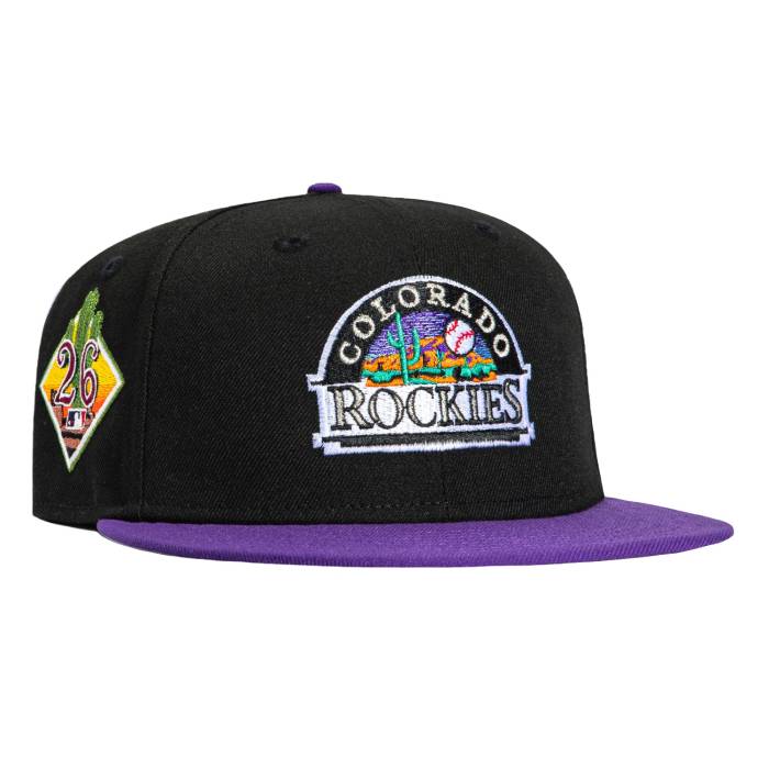 【★百貨店SALE★6/11真夜中2時迄】ニュー内鰓 New Era 【 59Fifty Colorado Rockies 2026 Arizona Spring Training Cactus League Patch Hat Men Black / Purple 】 コロラド ロッキーズ アリゾナ Spring 春月 形づくる メンズ 黒いこと 黒いこと Purple 紫