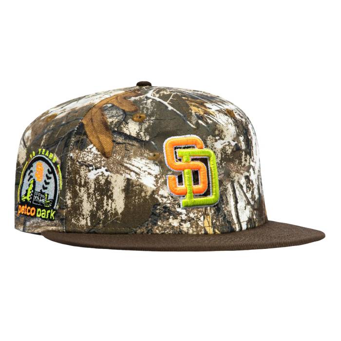 【★百貨店SALE★6/11真夜中2時迄】ニュー内鰓 New Era 【 59Fifty Neon Realtree San Diego Padres Petco Park Patch Hat Men Real Tree / Brown 】 パ御召しもの 運動場 メンズ レアル 赤銅色 赤銅色