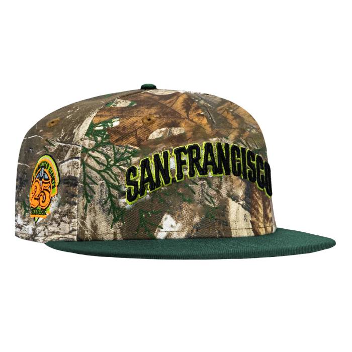 【★百貨店SALE★6/11真夜中2時迄】ニュー内鰓 New Era 【 59Fifty Neon Realtree San Francisco Giants 25Th Anniversary Patch 1994 Word Hat Men Real Tree Camo / Green 】 ジャイアンツ メンズ レアル 合鴨柄 green 緑・緑であること