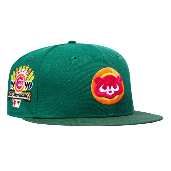 【★百貨店SALE★6/11真夜中2時迄】ニュー内鰓 New Era 【 59Fifty Citrus Chicago Cubs 1990 All Star Game Patch 1979 Hat Men Green 】 風の強い町 カブス Game 力くらべ メンズ green 緑・緑であること