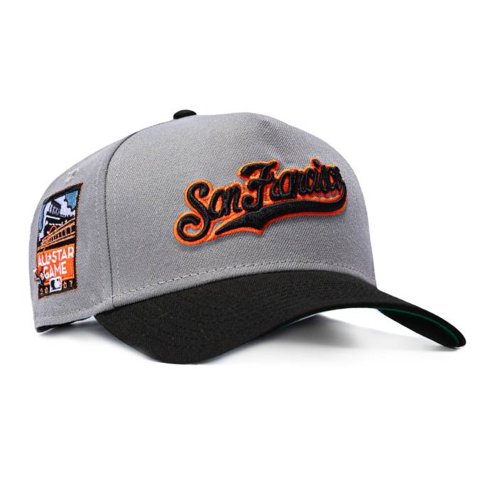 ニューエラ New Era 【 9Forty A-Frame San Francisco Giants 2007 All Star Game Patch Snapback Script Hat Men Storm Grey / Black 】 ジャイアンツ Game ゲーム Snapback スナップバック バッグ スクリプト メンズ 灰色 グレー|スニケス
