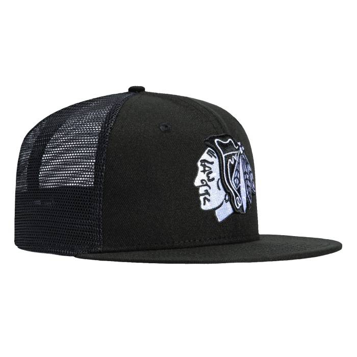 ニューエラ New Era 【 59Fifty Chicago Blackhawks Trucker Hat Men Black / White 】 シカゴ ブラックホークス トラッカー メンズ 黒色 ブラック 白色 ホワイト