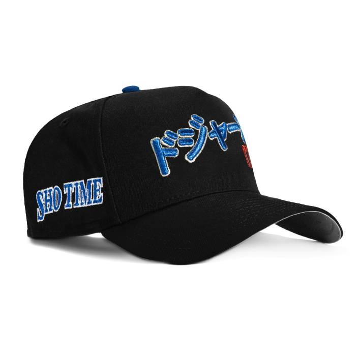 ニュー内鰓 New Era 【 9Forty A-Frame Los Angeles Dodgers Shotime Patch Kanji Script Snapback Hat Men Black 】 ドジャース 脚本 Snapback スナップバック 御徒面子 メンズ 黒いこと 黒いこと