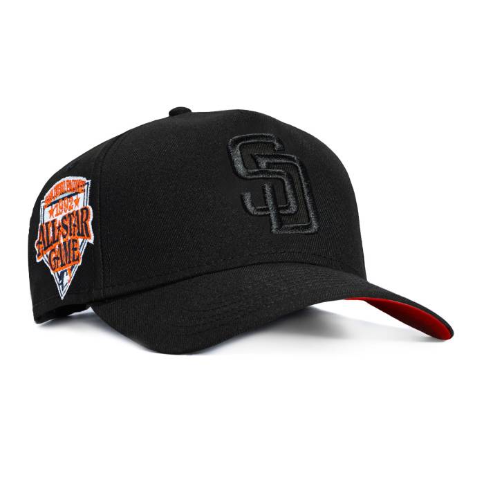 ニューエラ New Era 【 9Forty A-Frame San Diego Padres 1992 All Star Game Patch Snapback Red Uv Hat Men Black On Black 】 パドレス Game ゲーム Snapback スナップバック バッグ Red 赤・レッド メンズ 黒色 ブラック|スニケス