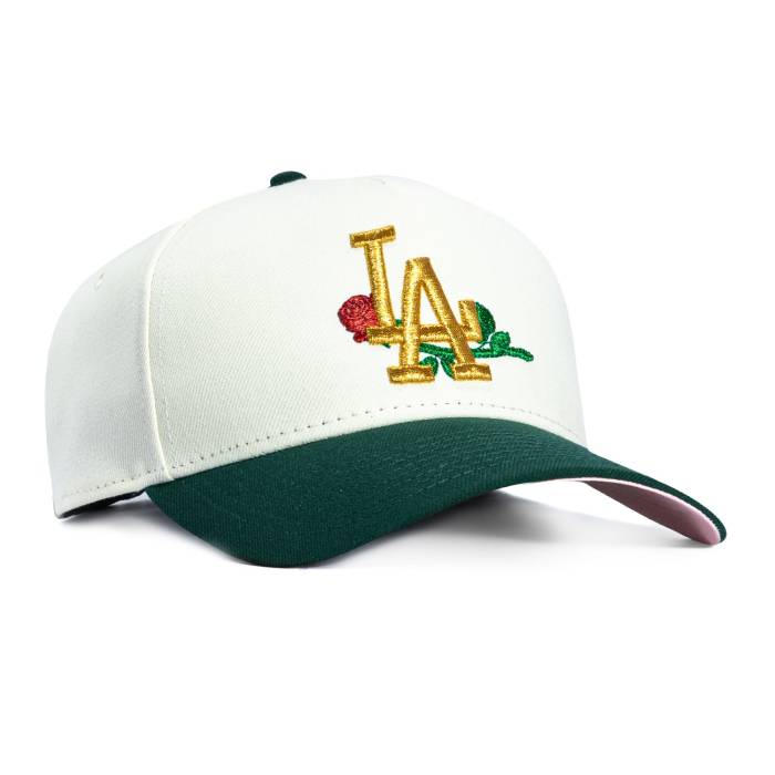 ニュー内鰓 New Era 【 9Forty A-Frame Los Angeles Dodgers Rose Snapback Pink Uv Hat Men White / Green 】 ドジャース Rose サクラ色 Snapback スナップバック 御徒面子 pink サクラ色 メンズ 白いこと 白いこと green 緑・緑であること