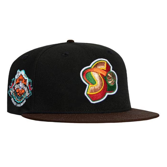 ニューエラ New Era 【 59Fifty Seattle Sonics 1996 All Star Game Patch Alternate Hat Men Black / Brown 】 シアトル Game ゲーム メンズ 黒色 ブラック 茶色 ブラウン｜スニケス