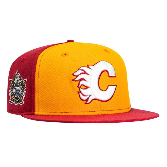 【★百貨店SALE★6/11真夜中2時迄】ニュー内鰓 New Era 【 59Fifty Calgary Flames 2011 Heritage Classic Patch Rail Hat Men Gold / Cardinal 】 カルガリー フレームス 古典派音楽 メンズ ゴールド 枢機卿