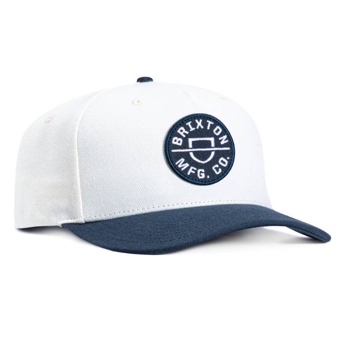 ブリクストン Brixton 【 Crest Snapback Hat Men White / Navy 】 Snapback スナップバック バッグ メンズ 白色 ホワイト 紺色 ネイビー
