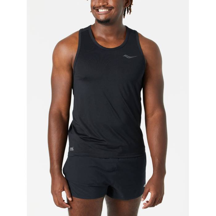 サッカニー Saucony 【 Men's Stopwatch Singlet Men Black 】 メンズ Singlet シングレット メンズ 黒色 ブラック