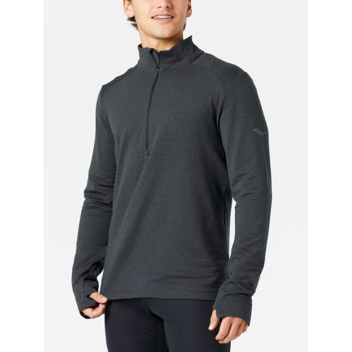 【★百貨店SALE★6/11真夜中2時迄】サッカニー Saucony 【 Men\u0027s Triumph 3D 1/2 Zip Men Black Hthr 】 メンズ メンズ 黒いこと 黒いこと