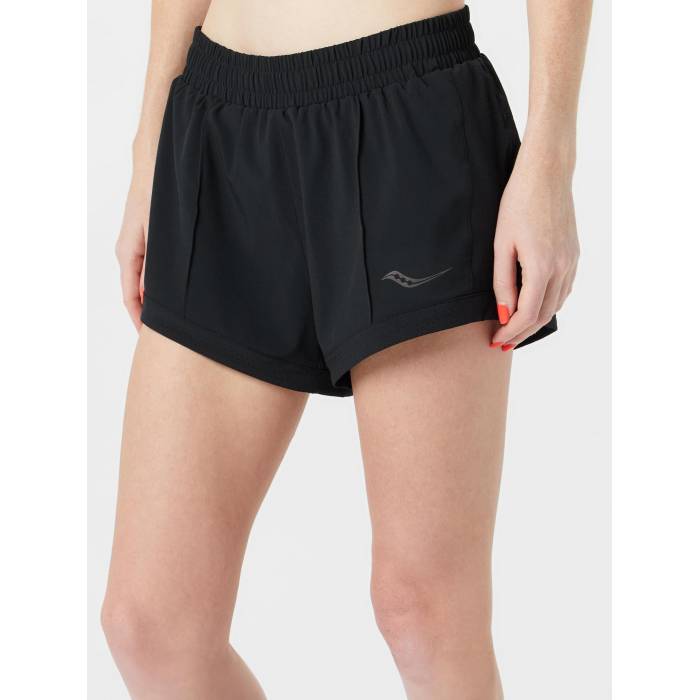 サッカニー Saucony 【 Women's Outpace 3" Short Women Black 】 レディース レディース 黒色 ブラック｜スニケス