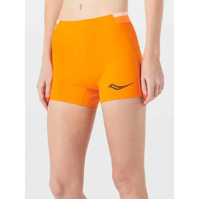 サッカニー Saucony 【 Women's Elite Print Hot Short Women Orange 】 レディース エリート レディース orange 橙・オレンジ|スニケス