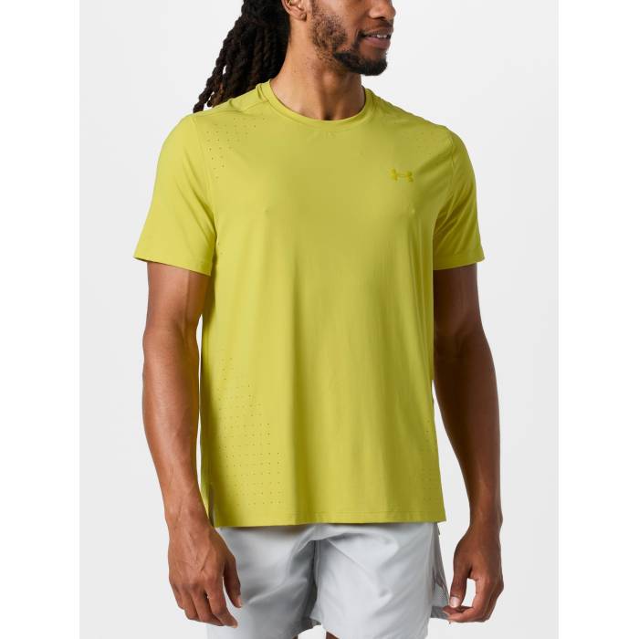 アンダーアーマー Under Armour 【 Men\u0027s Launch Elite Short Sleeve Men Yellow Shade 】 メンズ エリート Sleeve 捩り メンズ yellow 黄味がかった・黄色