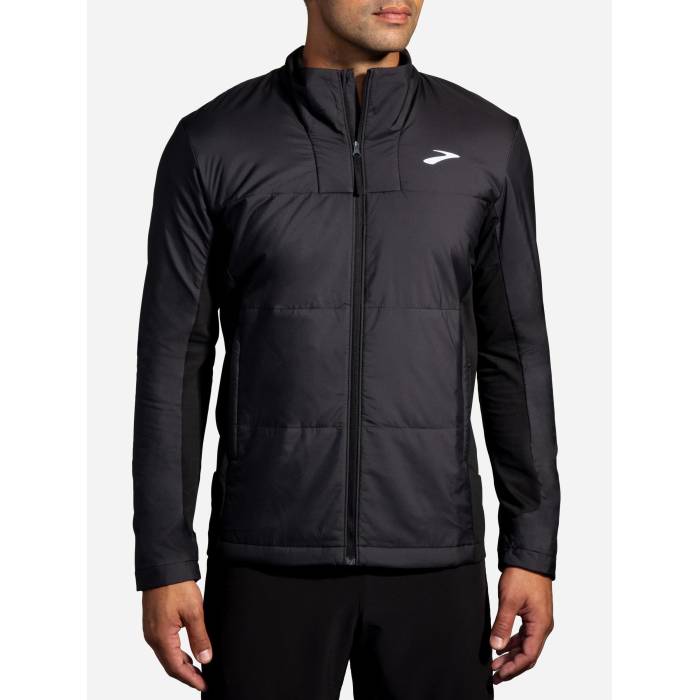 ブルックス Brooks 【 Men\u0027s Shield Hybrid Jacket 3.0 Men Black 】 メンズ Hybrid 変わり種 Jacket 上衣 メンズ 黒いこと 黒いこと