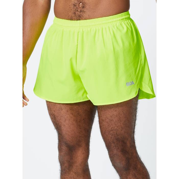 Boa 【 Men\u0027s 3\" 1/2 Split Short Neon Yellow Unisex Neon Yellow 】 メンズ yellow 黄味がかった・黄色 ユニ一発やる yellow 黄味がかった・黄色"