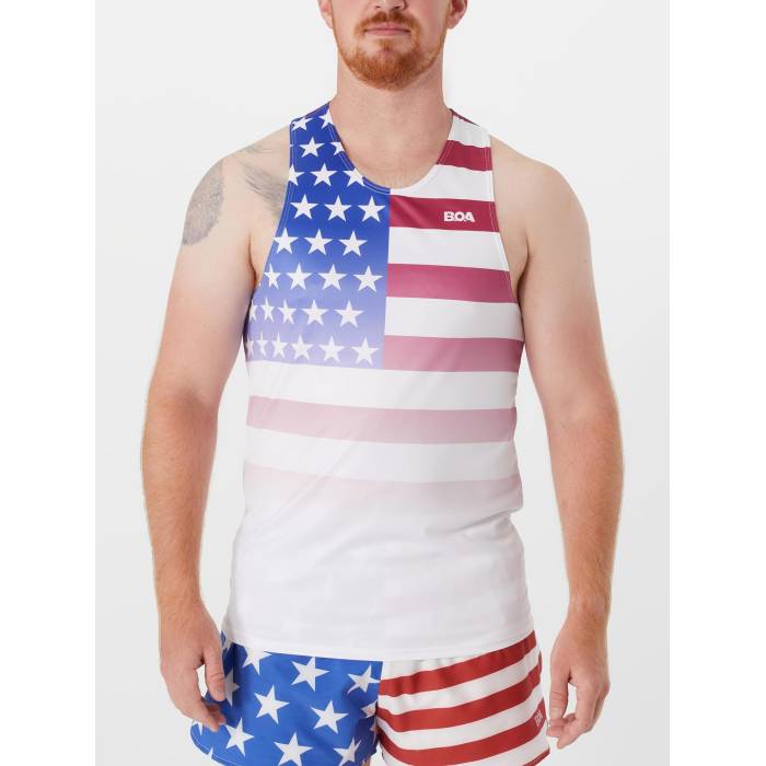 Boa 【 Men\u0027s Printed Singlet Usa Flag Men Us Flag 】 メンズ Singlet シングレット メンズ
