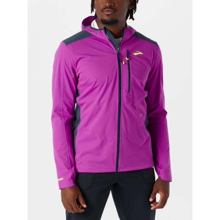 ブルックス Brooks 【 Men\u0027s High Point Waterproof Jacket 2.0 Men Magenta 】 メンズ 御機嫌 Jacket 上衣 メンズ マジェンタ