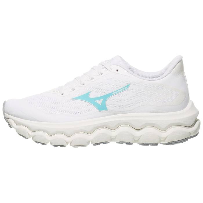 【★百貨店SALE★6/11真夜中2時迄】ミズノ Mizuno 【 Wave Horizon 8 Women White/Turquoise 】 Wave ウェーブ・ウェイブ レディース 白いこと 白いこと