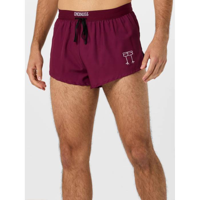 Chicknlegs 【 Men\u0027s Maroon 2\" Ds Split Short Men Maroon 】 メンズ マルーン メンズ マルーン"