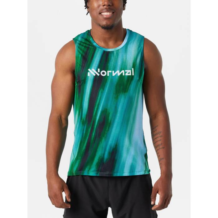 Nnormal 【 Men's Race Print Tank Men Green/Blue Print 】 メンズ タンクトップ メンズ green 緑・グリーン 青色 ブルー