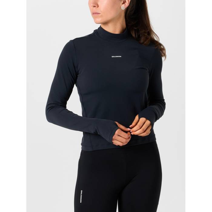 サロモン Salomon 【 Women's Shakeout Bliss Long Sleeve Tee Women Deep Black 】 レディース Sleeve スリーブ Tシャツ レディース ディープ 黒色 ブラック