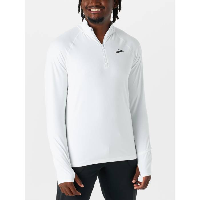 ブルックス Brooks 【 Men\u0027s Dash 1/4 Zip 3.0 Men White 】 メンズ メンズ 白いこと 白いこと