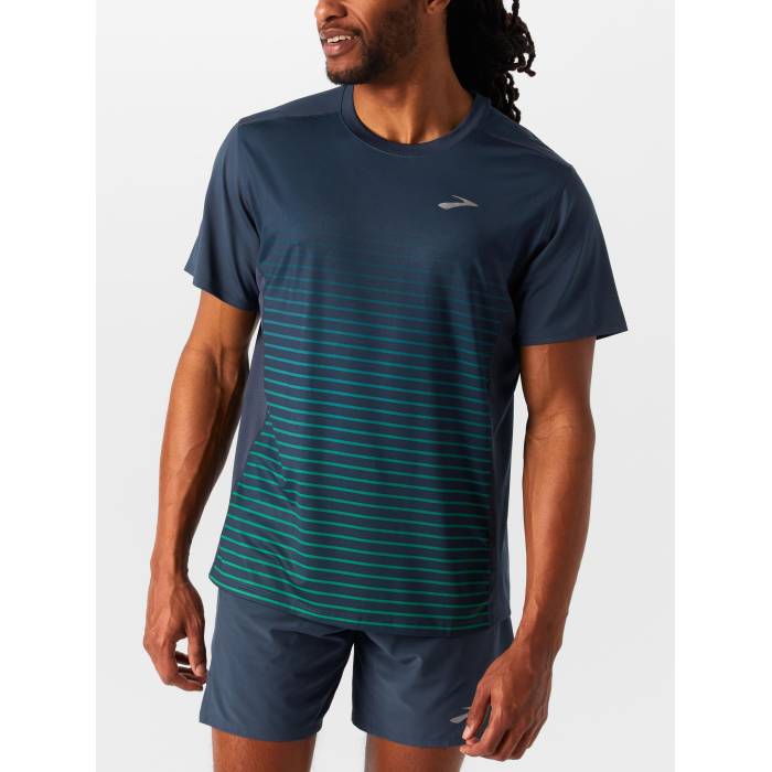 ブルックス Brooks 【 Men's Atmosphere Short Sleeve 3.0 Men Setting Stripe 】 メンズ Sleeve スリーブ メンズ Stripe ストライプ
