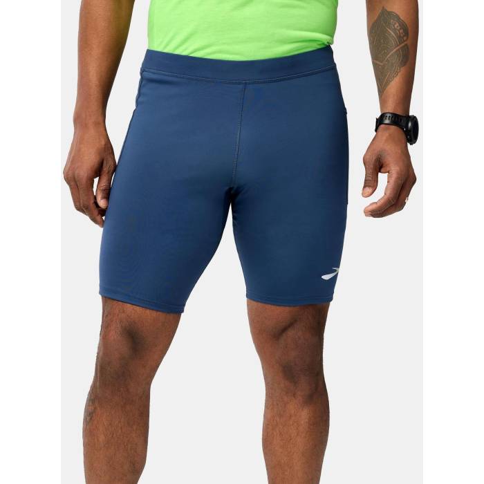 ブルックス Brooks 【 Men\u0027s Source 9\" Short Tight Men Blue Slate 】 メンズ メンズ 青み 青色"