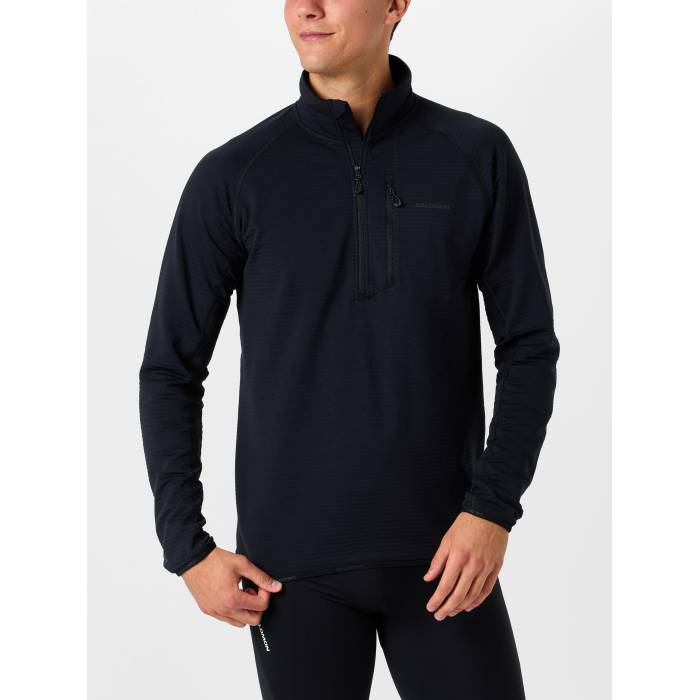 サロモン Salomon 【 Men\u0027s Essential Lt Warm Half Zip Men Deep Black 】 メンズ ウォーム 二分の一 メンズ ディープ 黒いこと 黒いこと