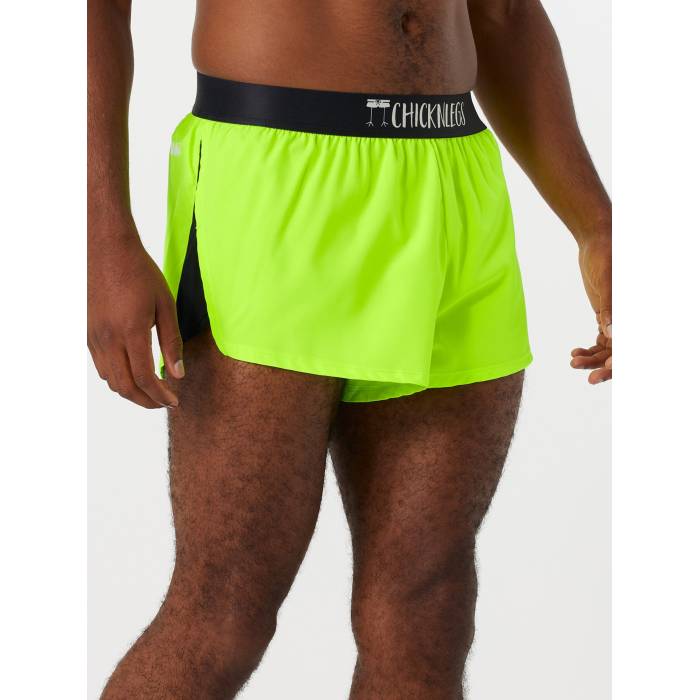 Chicknlegs 【 Men\u0027s Neon Green 2\" Split Shorts Men Neon Green 】 メンズ green 緑・緑であること さる股引き メンズ green 緑・緑であること"