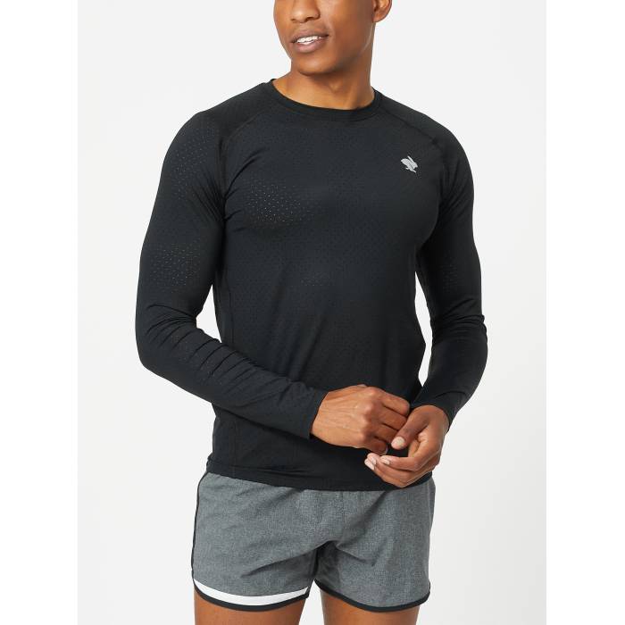 【★百貨店SALE★6/11十二時2時迄】Rabbit 【 Men\u0027s Ez Tee Perf Long Sleeve Men Black 】 メンズ プルオーバー Sleeve 捩り メンズ 黒いこと 黒いこと
