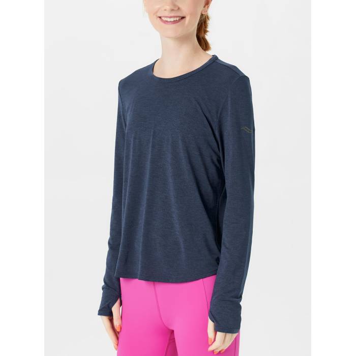 サッカニー Saucony 【 Women's Stopwatch Long Sleeve Women Navy Heather 】 レディース Sleeve スリーブ レディース 紺色 ネイビー heather ヘザー 17,982円