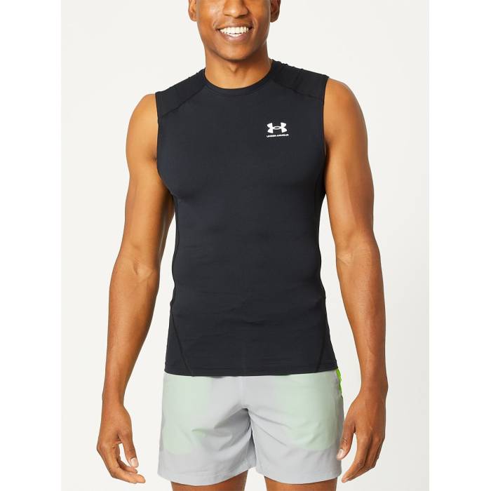 アンダーアーマー Under Armour 【 Men's Heatgear Armour Comp Sleeveless Men Carbon Heather/Black 】 メンズ Sleeveless ノンスリーブ メンズ カーボン heather ヘザー 黒色 ブラック