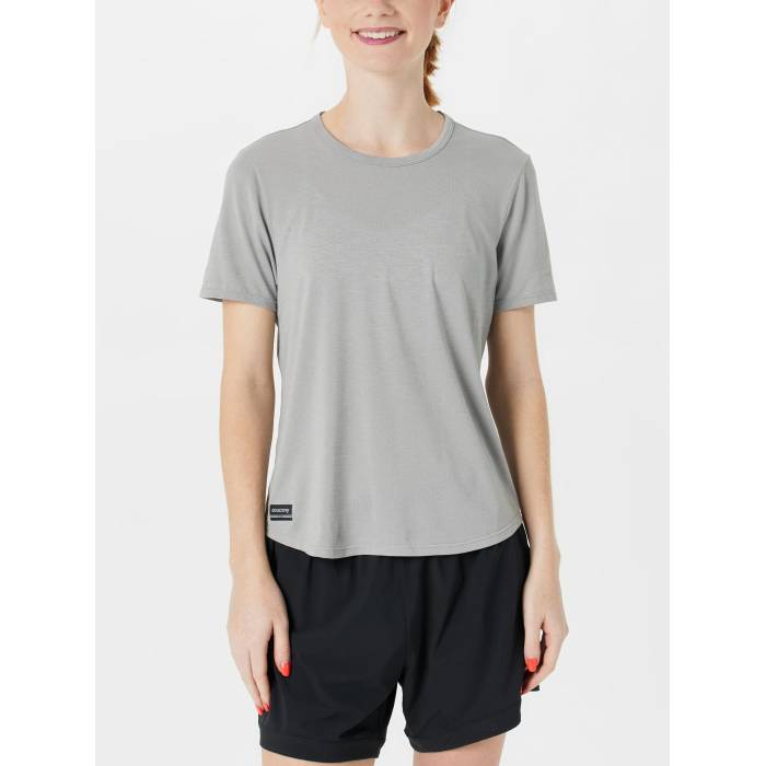 サッカニー Saucony 【 Women's Stopwatch Short Sleeve Women Light Grey Heather 】 レディース Sleeve スリーブ レディース 灰色 グレー heather ヘザー|スニケス