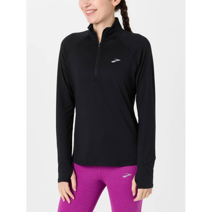 ブルックス Brooks 【 Women's Dash 1/2 Zip 3.0 Women Black 】 レディース レディース 黒色 ブラック|スニケス