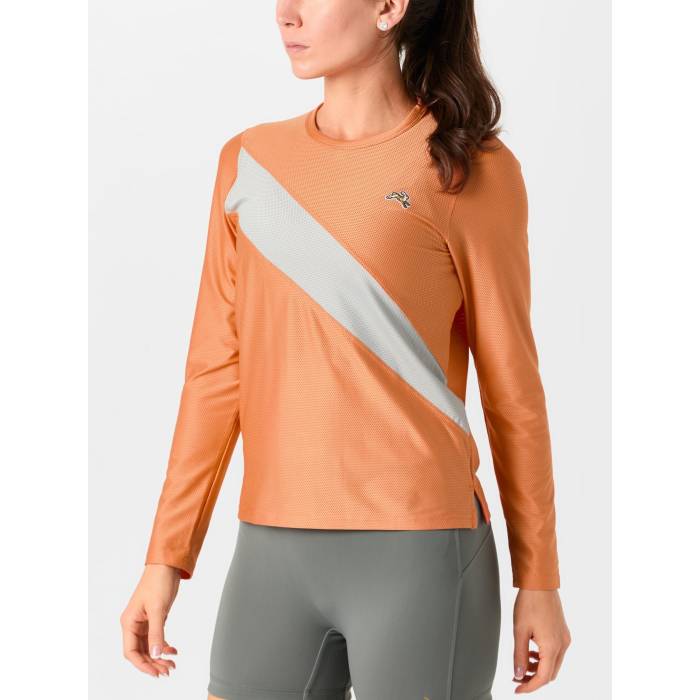 Tracksmith 【 Women's Van Cortlandt Long Sleeve Women Coral Gold 】 レディース Sleeve スリーブ レディース ゴールド