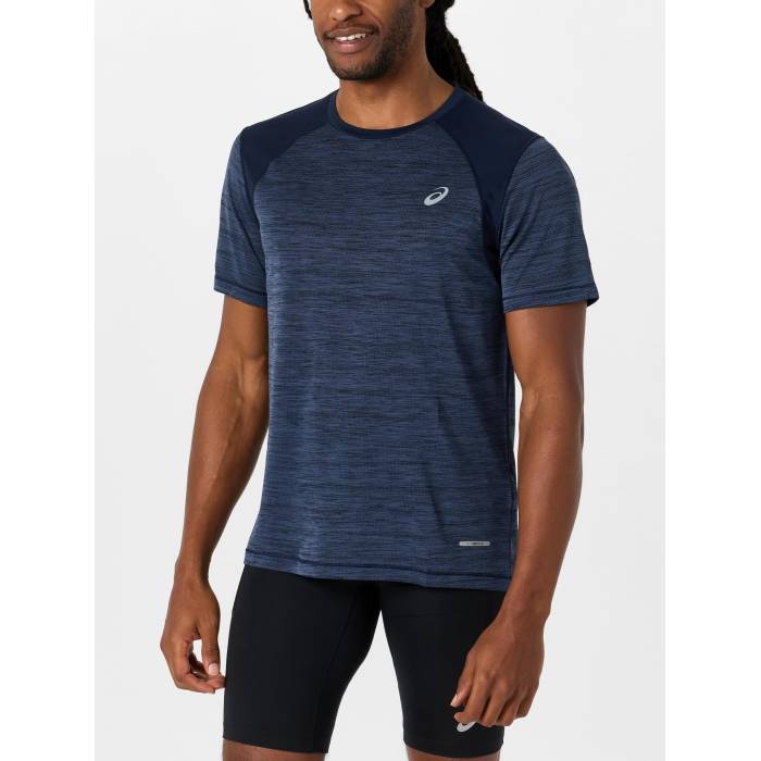 アシックス Asics 【 Men\u0027s Road Short Sleeve Men Midnight 】 メンズ Sleeve 捩り メンズ