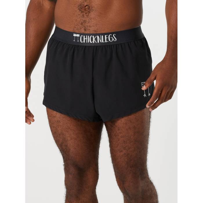 Chicknlegs 【 Men\u0027s Black 2\" Split Shorts Men Black 】 メンズ 黒いこと 黒いこと さる股引き メンズ 黒いこと 黒いこと"
