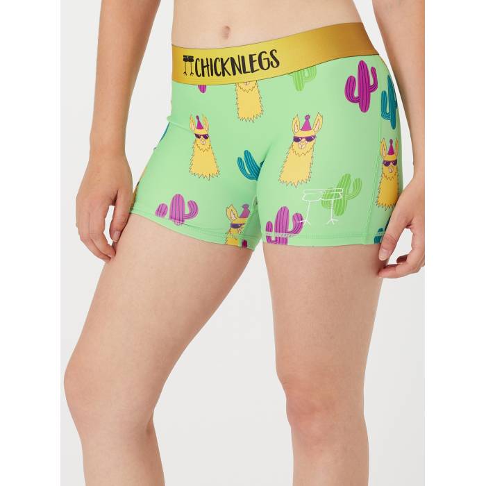 Chicknlegs 【 Women's Green Llamas 3" Compression Shorts Women Green Llamas 】 レディース green 緑・グリーン コンプレッション ショーツ レディース green 緑・グリーン|スニケス
