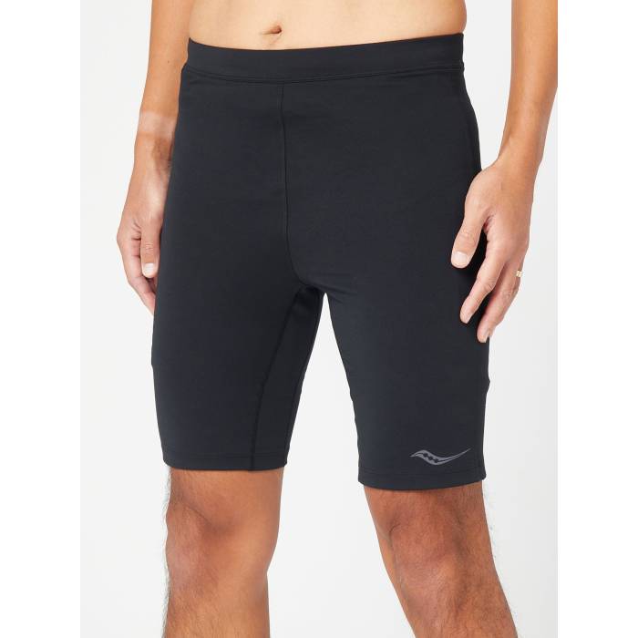 サッカニー Saucony 【 Men\u0027s Fortify Half Tight W/Brief Black Men Black 】 メンズ 二分の一 黒いこと 黒いこと メンズ 黒いこと 黒いこと