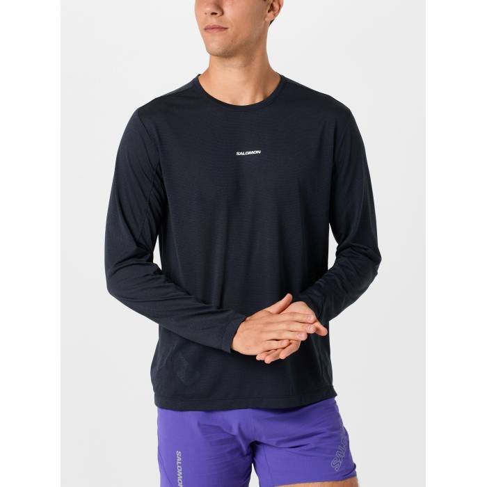 【★百貨店SALE★6/11十二時2時迄】サロモン Salomon 【 Men\u0027s Shakeout Long Sleeve Tee Men Deep Black 】 メンズ Sleeve 捩り プルオーバー メンズ ディープ 黒いこと 黒いこと