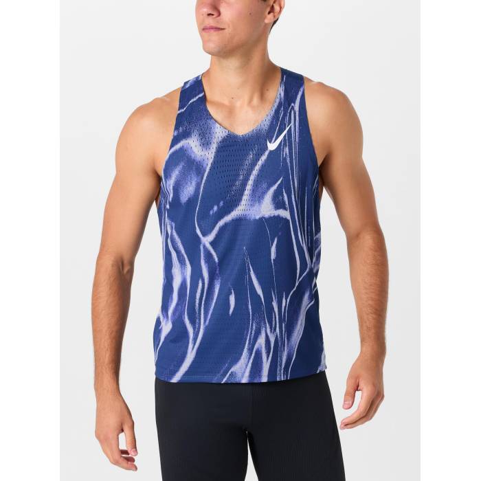 【★百貨店SALE★6/11十二時2時迄】ナイキ Nike 【 Men\u0027s Dri-Fit Adv Aeroswift Aop Singlet Men Coastal Blue/White 】 メンズ 素っ気ない填まる Singlet シングレット メンズ 青み 青色 白いこと 白いこと