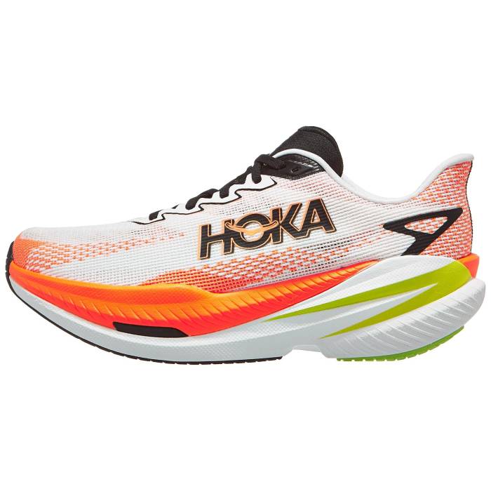 【★百貨店SALE★6/11真夜中2時迄】Hoka 【 Mach X 3 Men White/Neon Tangerine 】 メンズ 白いこと 白いこと
