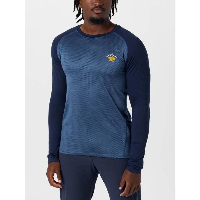 Rabbit 【 Men\u0027s Ez Tee Perf Trail Long Sleeve Men Dark Blue 】 メンズ プルオーバー Sleeve 捩り メンズ 青み 青色