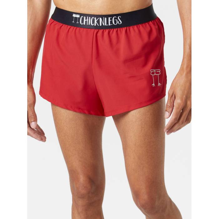 Chicknlegs 【 Men\u0027s Red 2\" Split Shorts Men Red 】 メンズ Red 赤・赤いこと さる股引き メンズ Red 赤・赤いこと"